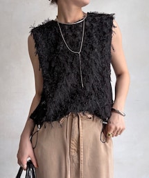 【WEB限定】ノースリフェザー裾ドロストトップス