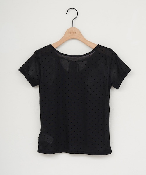 DISCOAT(ディスコート)の「【umm】衿ギャザー半袖ドットプルオーバー(Tシャツ/カットソー・レディース・ブラック/ホワイト・F)」の1枚目の写真