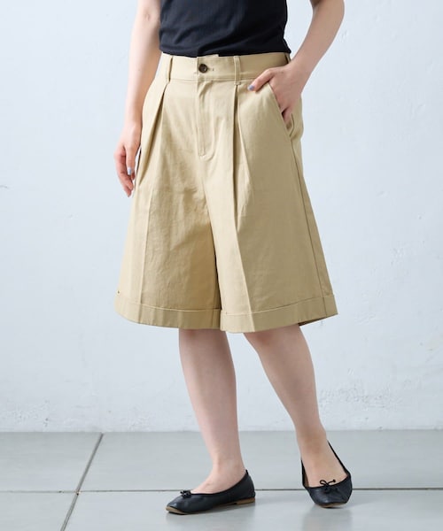 CIAOPANIC TYPY（チャオパニックティピー）の「【willow】折り返しチノハーフパンツ（チノパンツ・レディース・ブラック/ベージュ・ONE）」の2枚目の写真