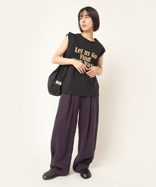 RNA-N（アールエヌエーエヌ）の「R4472 フレンチリネンワイドストレートパンツ（パンツ・レディース・チャコールグレー/ラセットブラウン/ダークパープル）」の22枚目の写真