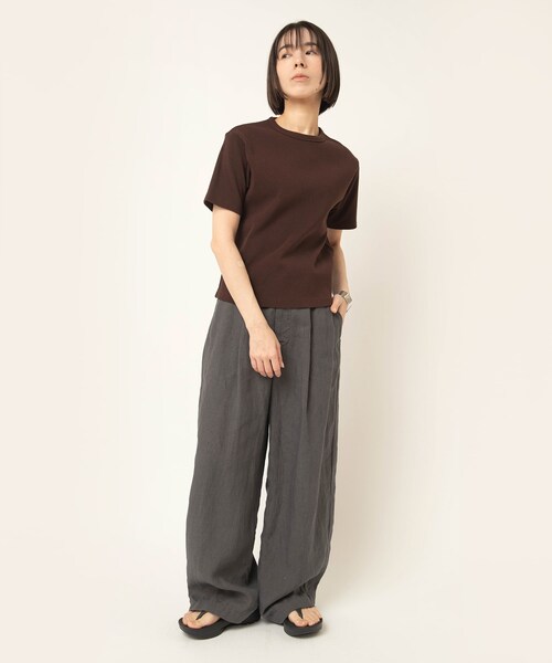 RNA-N（アールエヌエーエヌ）の「R4472 フレンチリネンワイドストレートパンツ（パンツ・レディース・チャコールグレー/ラセットブラウン/ダークパープル）」の7枚目の写真
