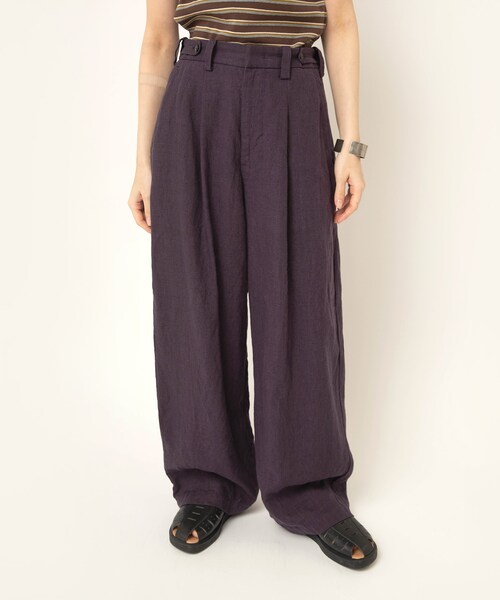 RNA-N（アールエヌエーエヌ）の「R4472 フレンチリネンワイドストレートパンツ（パンツ・レディース・チャコールグレー/ラセットブラウン/ダークパープル）」の17枚目の写真