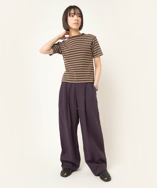 RNA-N（アールエヌエーエヌ）の「R4472 フレンチリネンワイドストレートパンツ（パンツ・レディース・チャコールグレー/ラセットブラウン/ダークパープル）」の20枚目の写真