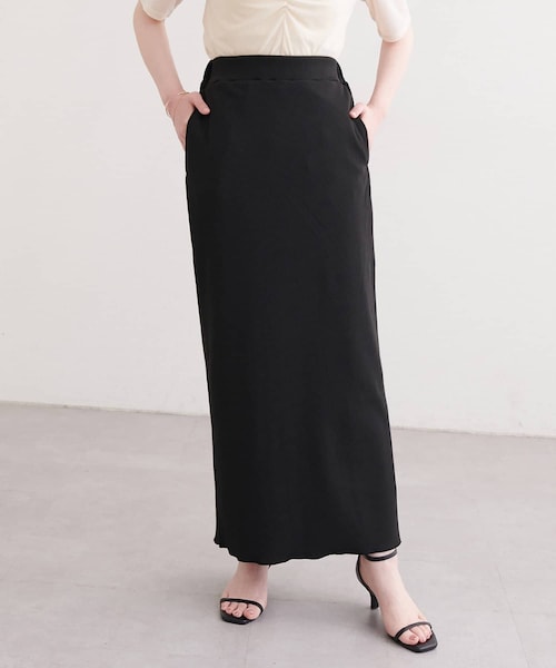 natural couture(ナチュラルクチュール)の「【sherbet line】接触冷感リブカットスカート(スカート・レディース・チャコールグレー/ブラック/アイボリー・L/M/S)」の3枚目の写真