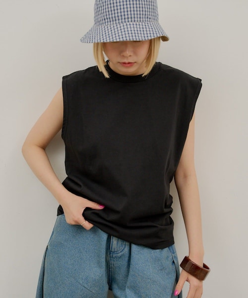 Kastane(カスタネ)の「【WHIMSIC】SCREEN STARS ガーメントダイスリーブレスTシャツ(タンクトップ・レディース・イエロー/ブラック/パープル/ホワイト・M/1/2/S)」の3枚目の写真