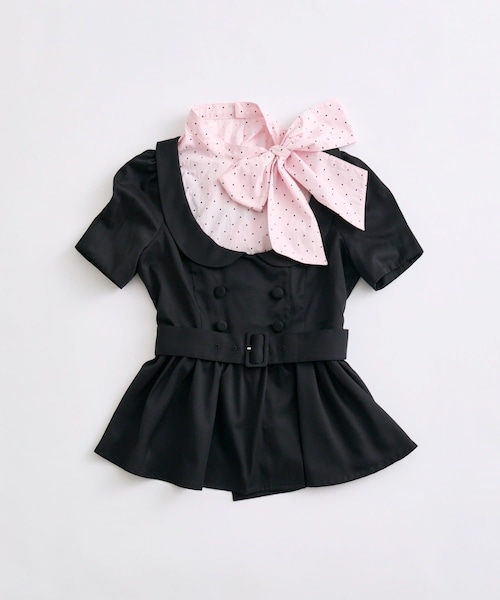 ♡ miko ribbon peplum jacket ブラック OLIVE des OLIVE（オリーブデオリーブ）の「【インフルエンサー企画