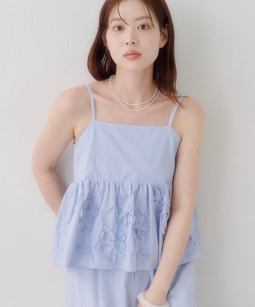 Kastane(カスタネ)の「【6.14(日)0:00発売/WEB先行】SETUPステッチ刺繍ビスチェ(その他トップス・レディース・ブルー/ネイビー/ブラック・F)」の1枚目の写真