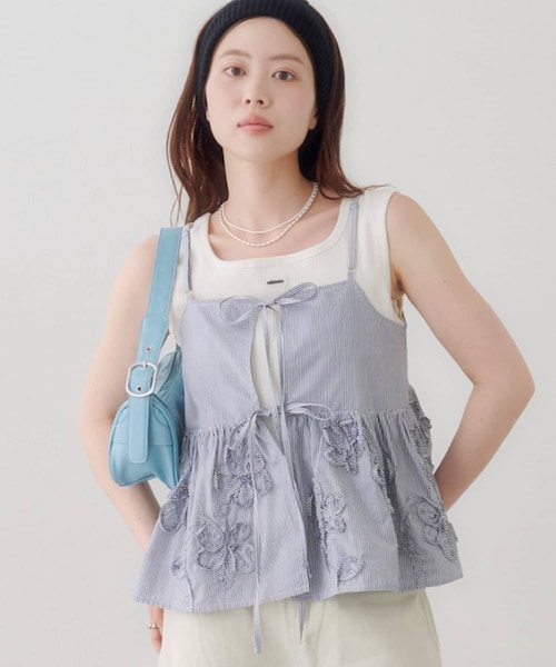 Kastane(カスタネ)の「【6.14(日)0:00発売/WEB先行】SETUPステッチ刺繍ビスチェ(その他トップス・レディース・ブルー/ネイビー/ブラック・F)」の3枚目の写真