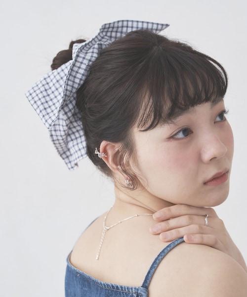 Lattice(Lattice)の「ストーン付きチェックスクエアシュシュ(シュシュ・レディース・レッド/ネイビー/グリーン/ホワイト・FREE)」の4枚目の写真