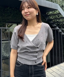 CAPRICIEUX LE'MAGE | ドットフリルボタンニット(Tシャツ/カットソー)