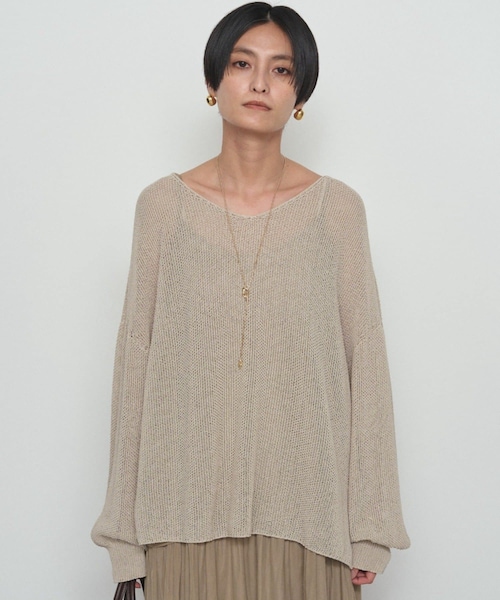 LOUNGEDRESS(ラウンジドレス)の「《さらりと上品/華奢見え》【JAPAN MADE】和紙鹿子2WAYニット(ニット/セーター・レディース・ブラック/オフホワイト/ベージュ・F)」の3枚目の写真