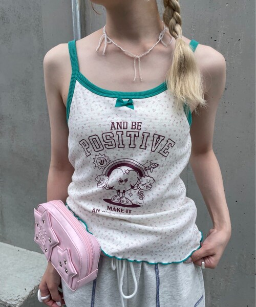 CIAOPANIC TYPY(チャオパニックティピー)の「【HELLO.SANFRANCISCO】アソート柄カップ付キャミ(タンクトップ・レディース・ピンク/イエロー/グリーン・ONE)」の2枚目の写真