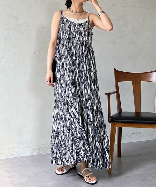 un dix cors（アンディコール）の「エキゾチックキャミワンピース（ワンピース・レディース・ネイビー/ブルー/グリーン・F）」の3枚目の写真