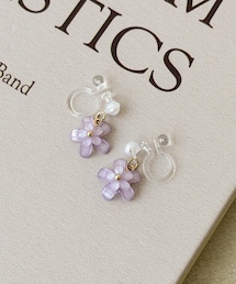 カラーフラワーストーン樹脂イヤリング