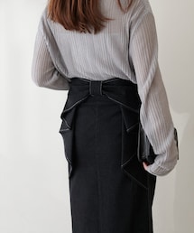 natural couture | バックリボンストレッチスカート(デニムスカート)