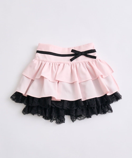 OLIVE des OLIVE(オリーブデオリーブ)の「【インフルエンサー企画】miko race layered skirt(スカート・レディース・ピンク/ブラック・FREE)」の1枚目の写真