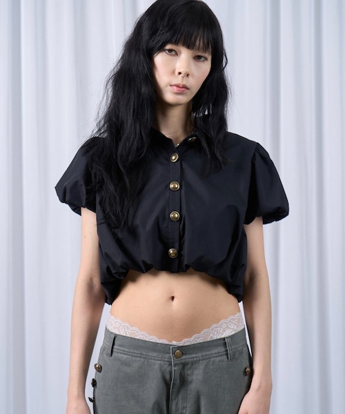 WHO'S WHO gallery(フーズフーギャラリー)の「【SixM】 NOBLE BALLOON SHIRTS(トップス・レディース・オフホワイト/ダークブラウン/ブラック・F)」の2枚目の写真