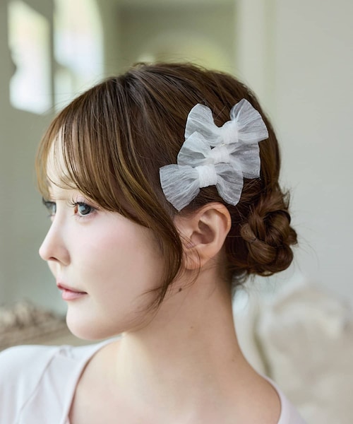 3coins(3coins)の「3連リボンクリップ/NICE CLAUPコラボ(バレッタ/ヘアクリップ・アイボリー/ブラック・FREE)」の1枚目の写真