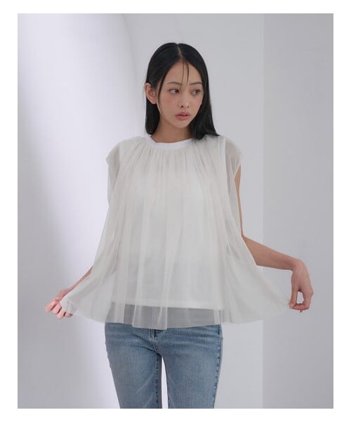 INGNI(イング)の「【SOELA】オーガンジーレイヤードトップス(トップス・レディース・オフホワイト/クロ・F)」の13枚目の写真