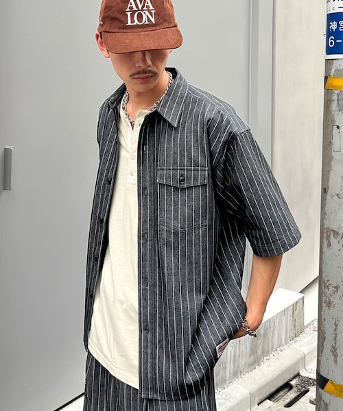 ストライプデニムシャツ
