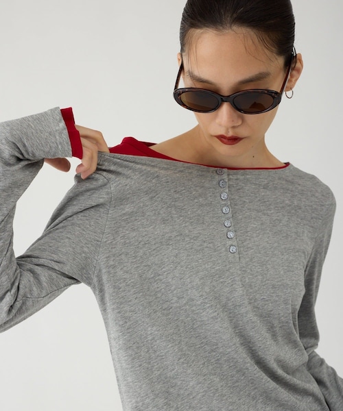 GALLARDAGALANTE(ガリャルダガランテ)の「【2026AW Debut】【UNFORM】2PACヘンリーネックカットソー(Tシャツ/カットソー・レディース・グレー/ネイビー・F)」の1枚目の写真