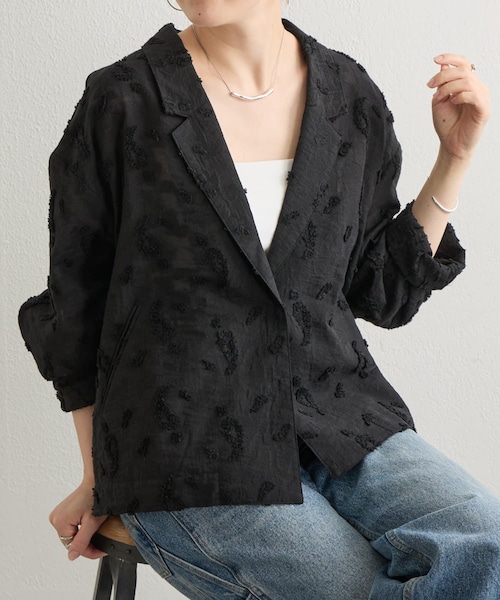 BEARDSLEY(ビアズリー)の「ペイズリージャガードボックスジャケット(テーラードジャケット・レディース・ブラック・F)」の1枚目の写真