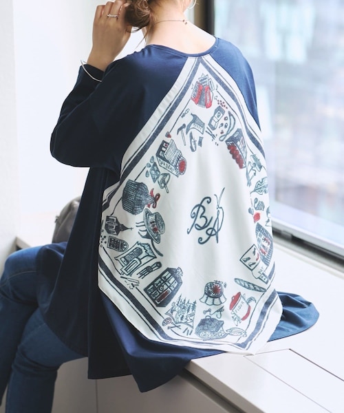 BEARDSLEY(ビアズリー)の「アトリエスカーフカットソー(Tシャツ/カットソー・レディース・グレー/ネイビー・F)」の2枚目の写真