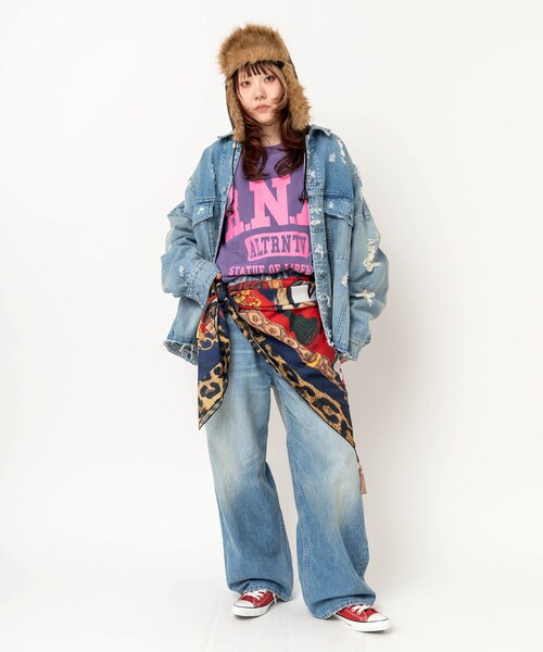 RNA(アールエヌエー)の「【9月中旬納期】J2195 ワイドBIG Gジャン(ジャケット/アウター・レディース・オールド加工中色)」の6枚目の写真
