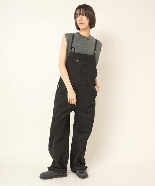 RNA-N(アールエヌエーエヌ)の「【9月中旬納期】O0760 THIN STRAP OVERALLS(オールインワン・サロペット・レディース・黒/ストーンウォッシュ/オールド加工)」の5枚目の写真