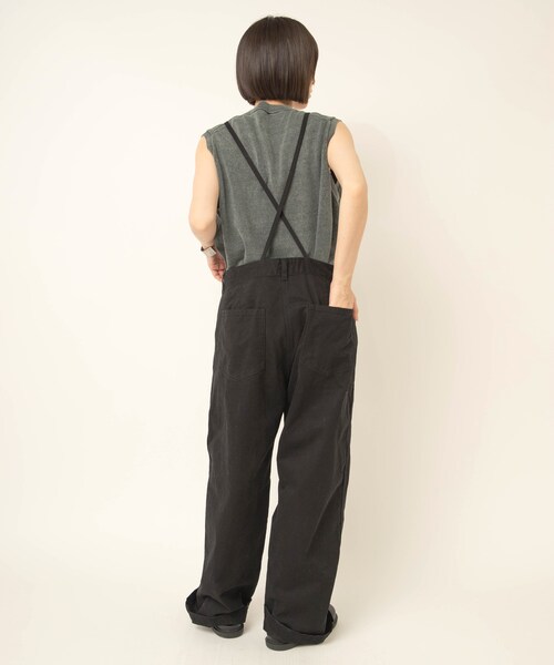 RNA-N(アールエヌエーエヌ)の「【9月中旬納期】O0760 THIN STRAP OVERALLS(オールインワン・サロペット・レディース・黒/ストーンウォッシュ/オールド加工)」の8枚目の写真
