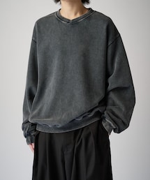 Lui's | アシッドウォッシュVネックスウェットプルオーバー(Tシャツ/カットソー)