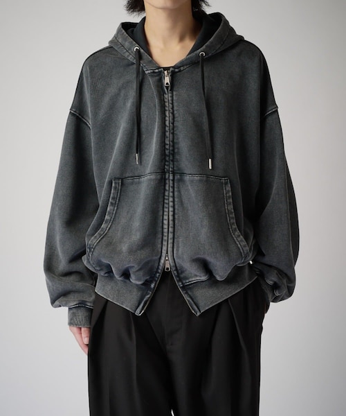 Lui's(ルイス)の「アシッドウォッシュジップパーカー(Tシャツ/カットソー・メンズ・ブラウン/ブラック・M/S)」の2枚目の写真
