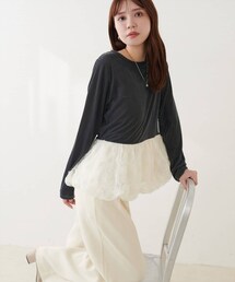 natural couture | シアーベロア立体チュールペプラムTOPS(Tシャツ/カットソー)