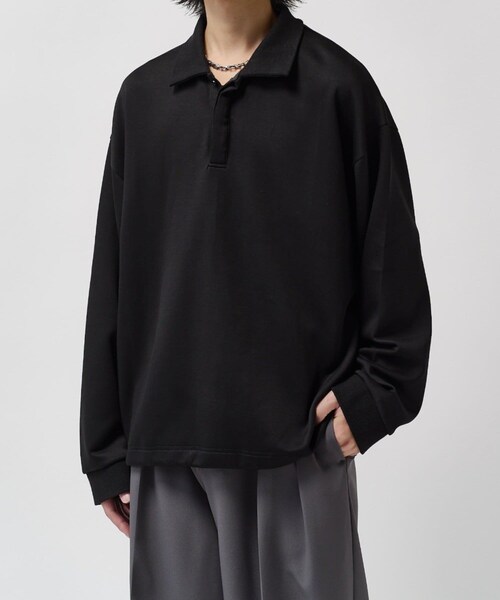 Lui's(ルイス)の「ポンチオーバーポロL/S(ポロシャツ・メンズ・グレーその他1/ブラック/ホワイト・F)」の3枚目の写真