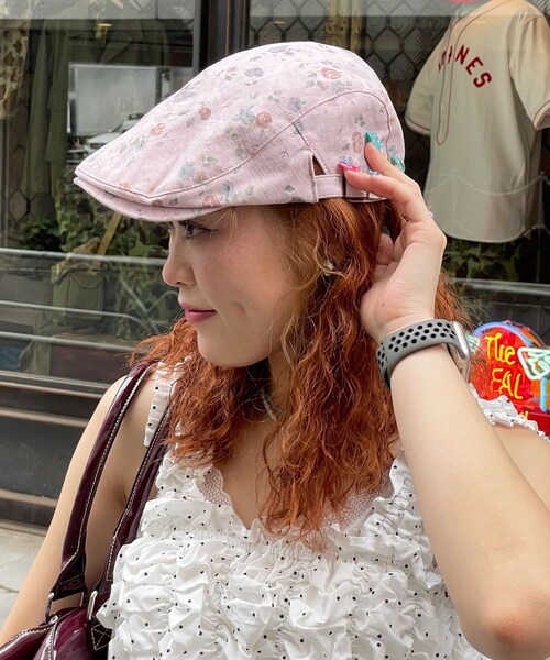 CIAOPANIC(チャオパニック)の「ヴィンテージライク花柄ハンチング(ハンチング/ベレー帽・レディース・ピンク/ベージュ/グレー・ONE)」の1枚目の写真
