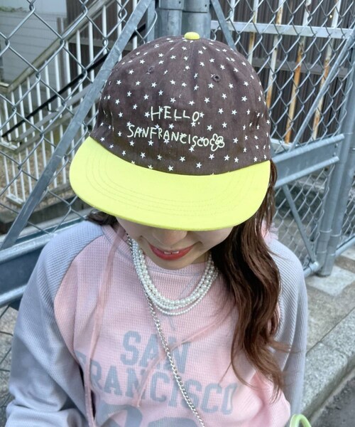 CIAOPANIC TYPY(チャオパニックティピー)の「【HELLO.SANFRANCISCO】星柄プリントツートーンロゴキャップ(キャップ・レディース・グレー/ブラウン/ネイビー・ONE)」の2枚目の写真