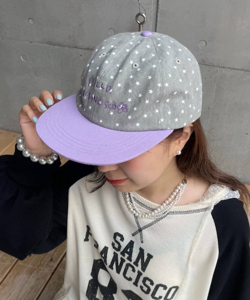 CIAOPANIC TYPY(チャオパニックティピー)の「【HELLO.SANFRANCISCO】星柄プリントツートーンロゴキャップ(キャップ・レディース・グレー/ブラウン/ネイビー・ONE)」の1枚目の写真