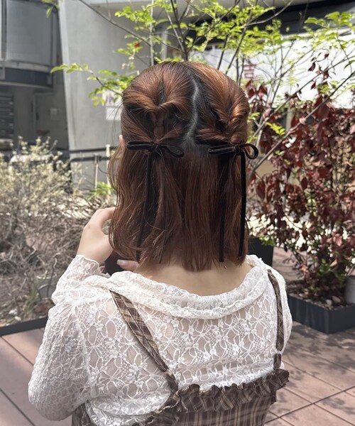 Lattice(Lattice)の「【8/20 販売開始】【morimayu企画】ベロアリボンクリップセット(2P)(バレッタ/ヘアクリップ・レディース・ブラック/ブラウン・FREE)」の2枚目の写真