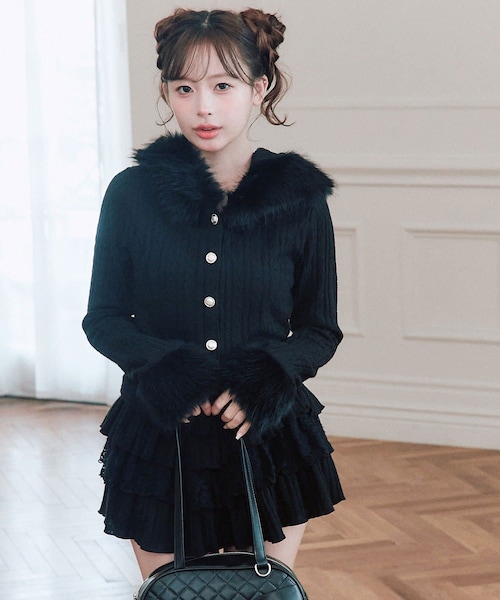 OLIVE des OLIVE(オリーブデオリーブ)の「【Premium order】ケーブルパーカー(トップス・レディース・ピンク/ブラック/サックスブルー/モカ/オフホワイト・FREE)」の3枚目の写真