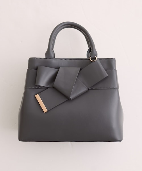natural couture(ナチュラルクチュール)の「スエードリボンアイコンバッグ(ハンドバッグ・レディース・ブラウン/ベージュ/ボルドー/チャコールグレー・FREE)」の2枚目の写真
