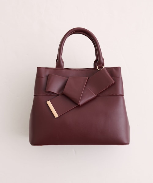natural couture(ナチュラルクチュール)の「スエードリボンアイコンバッグ(ハンドバッグ・レディース・ブラウン/ベージュ/ボルドー/チャコールグレー・FREE)」の4枚目の写真