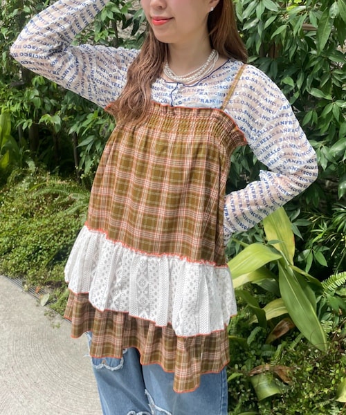 CIAOPANIC TYPY(チャオパニックティピー)の「【HELLO.SANFRANCISCO】チェックレースチュニックワンピ(チュニック・レディース・ピンク/グリーン/ブルー・ONE)」の2枚目の写真