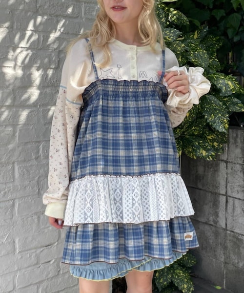 CIAOPANIC TYPY(チャオパニックティピー)の「【HELLO.SANFRANCISCO】チェックレースチュニックワンピ(チュニック・レディース・ピンク/グリーン/ブルー・ONE)」の3枚目の写真