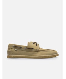 Beige Cow Leather Boat Shoes