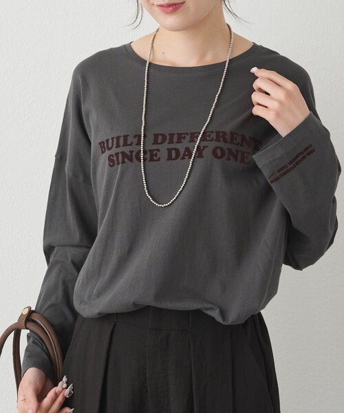 PUAL CE CIN(ピュアルセシン)の「【F&B】オーガニックコットンシアーガーゼカットソー(Tシャツ/カットソー・レディース・オフホワイト/チャコールグレー/ブラウン・FREE)」の2枚目の写真
