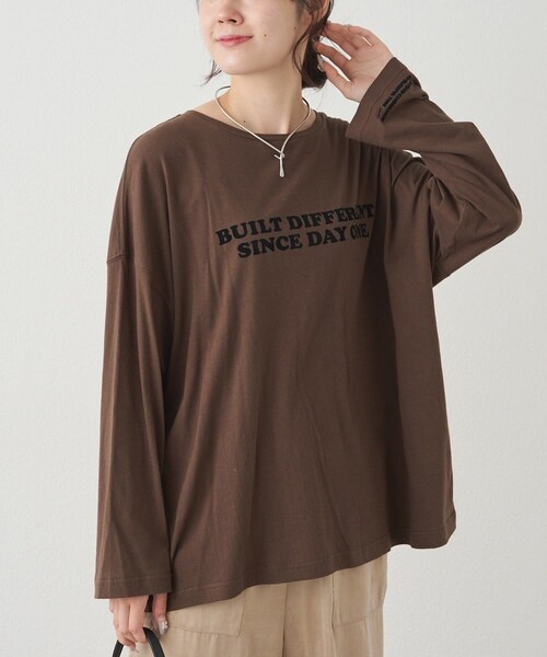PUAL CE CIN(ピュアルセシン)の「【F&B】オーガニックコットンシアーガーゼカットソー(Tシャツ/カットソー・レディース・オフホワイト/チャコールグレー/ブラウン・FREE)」の3枚目の写真