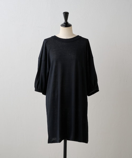 BEARDSLEY(ビアズリー)の「リネン天竺袖パフチュニック(Tシャツ/カットソー・レディース・グレー/ホワイト/ブラック・F)」の3枚目の写真