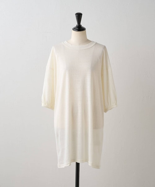 BEARDSLEY(ビアズリー)の「リネン天竺袖パフチュニック(Tシャツ/カットソー・レディース・グレー/ホワイト/ブラック・F)」の2枚目の写真
