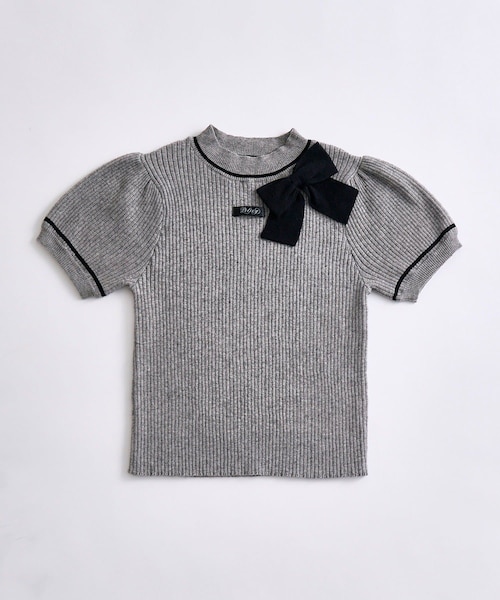 OLIVE des OLIVE(オリーブデオリーブ)の「配色リボンプチハイニット(ニット/セーター・レディース・ブラック/トップグレー/ピンク/オフホワイト・FREE)」の3枚目の写真