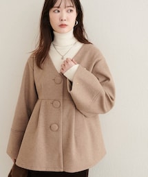 natural couture | くるみ釦ペプラムジャケット(ノーカラージャケット)